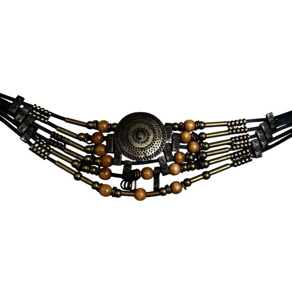 Vintage Decorative Belt with Metal and Wooden Beads Women\'s Brown Retro main image 9